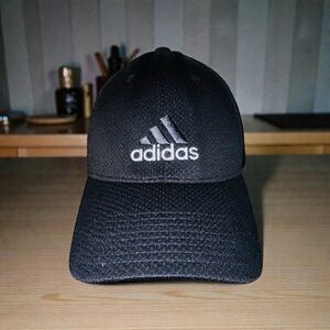 Adidas 3 Stripes Fitted Hat Black One Size Climalite Embroidered Solid L~XL